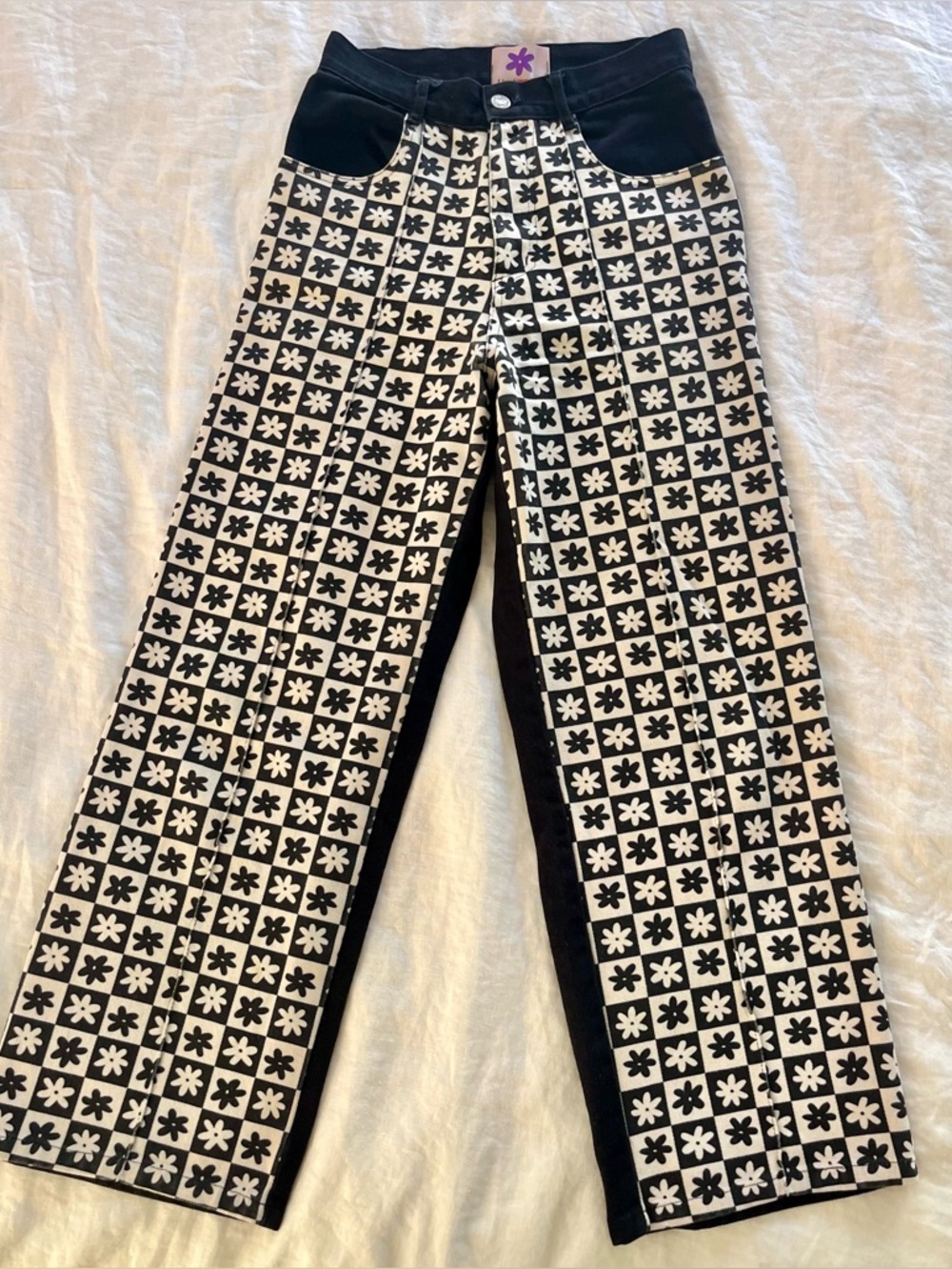 Lisa Says Gah Black And White Daisy Jeans, Pants Sz 26 Excellent Condition